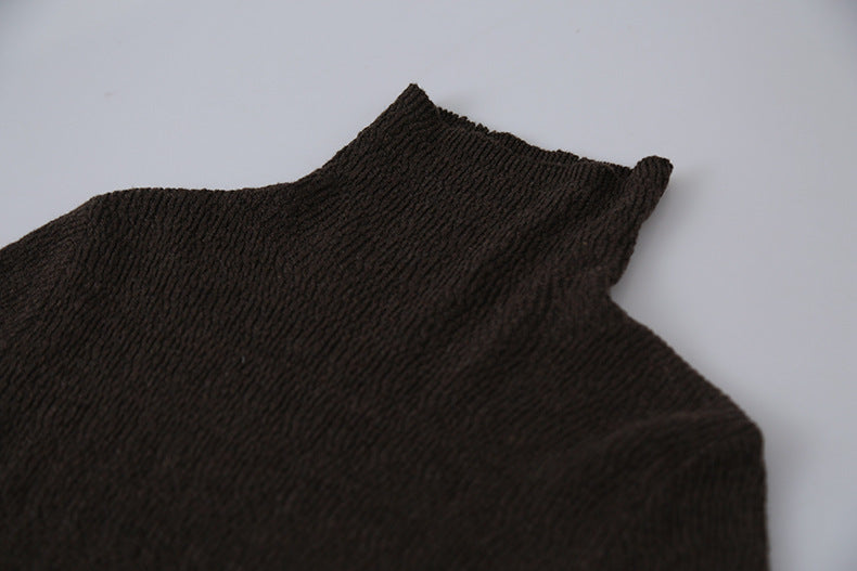 【LD11061】實拍紗網肌理超彈高領修身打底T恤251209