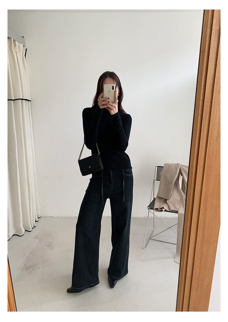 【H5477】實拍S~XL復古加厚高腰直筒牛仔褲251109