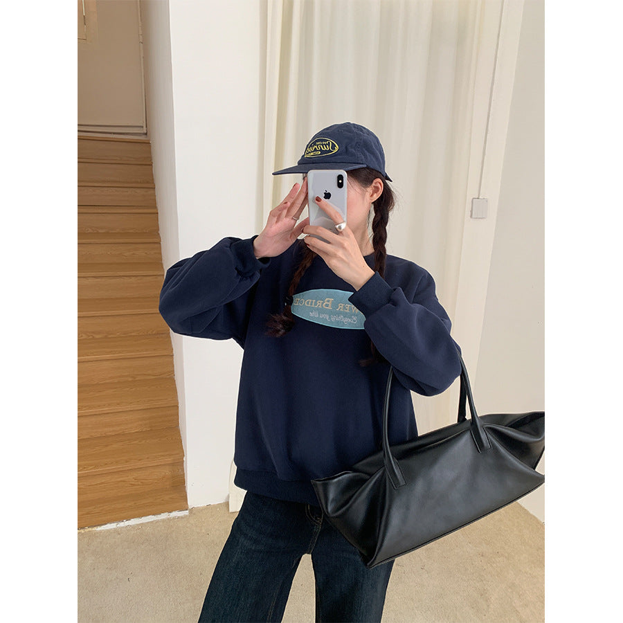 【H5478】實拍秋冬韓國質感刺繡棉質舒適衞衣251109