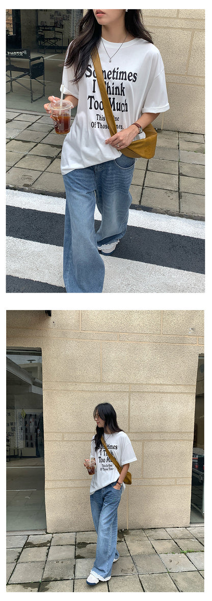 【H5256】實拍夏季寬鬆字母印花T恤250513