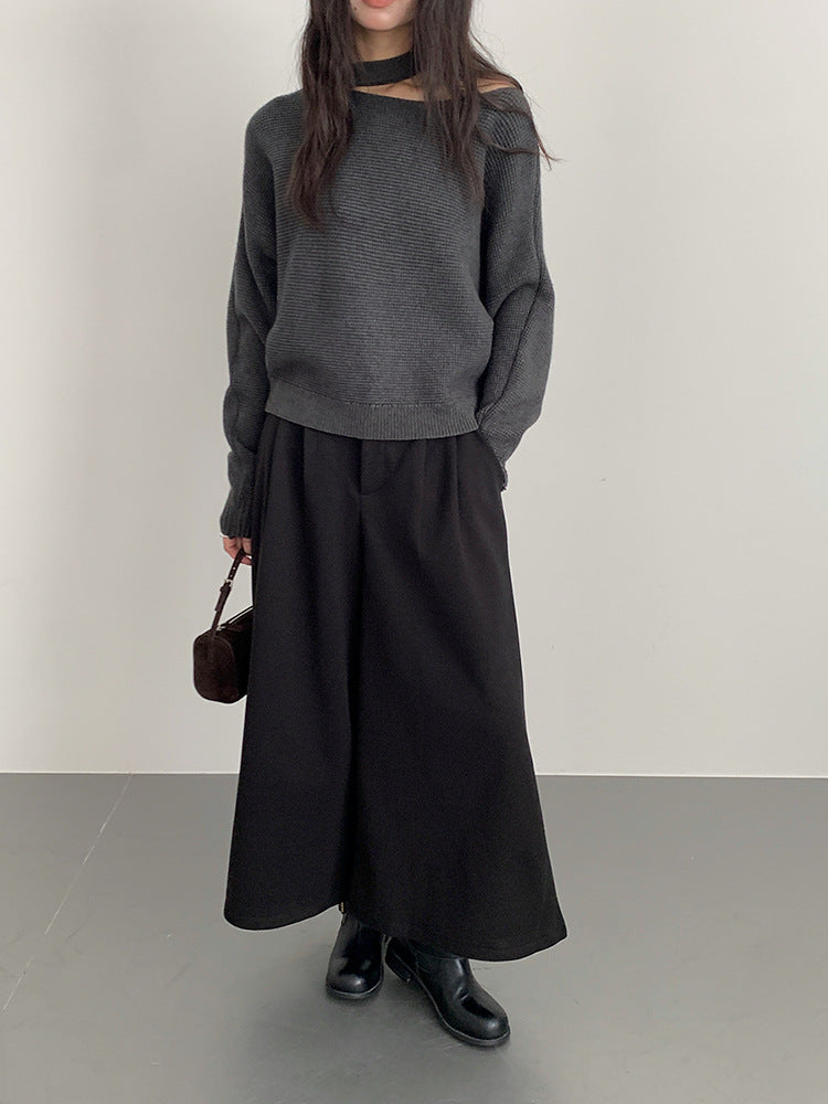 【LD11035】實拍S~L韓版寬鬆高腰毛呢加絨加厚九分褲251124