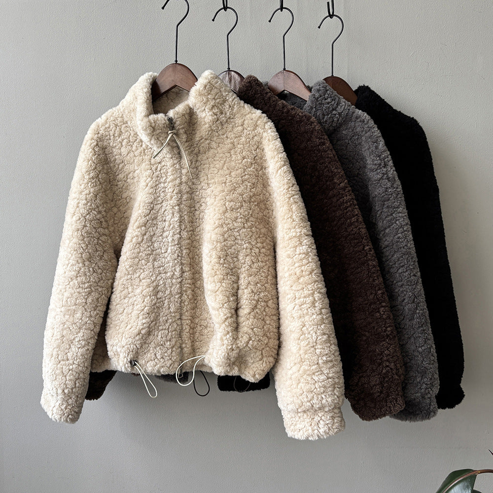 【YH8567】實拍冬天保暖厚款立领羊羔毛外套251113