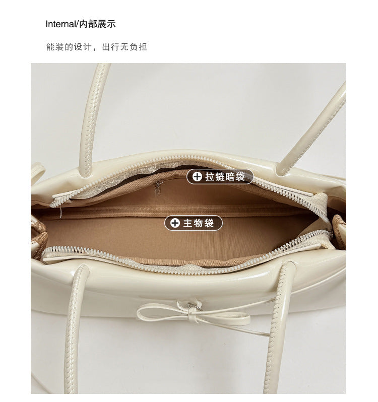 【BYMM1732】浪漫芭蕾女伶🩰少女心蝴蝶結軟皮大容量通勤單肩法棍包260501