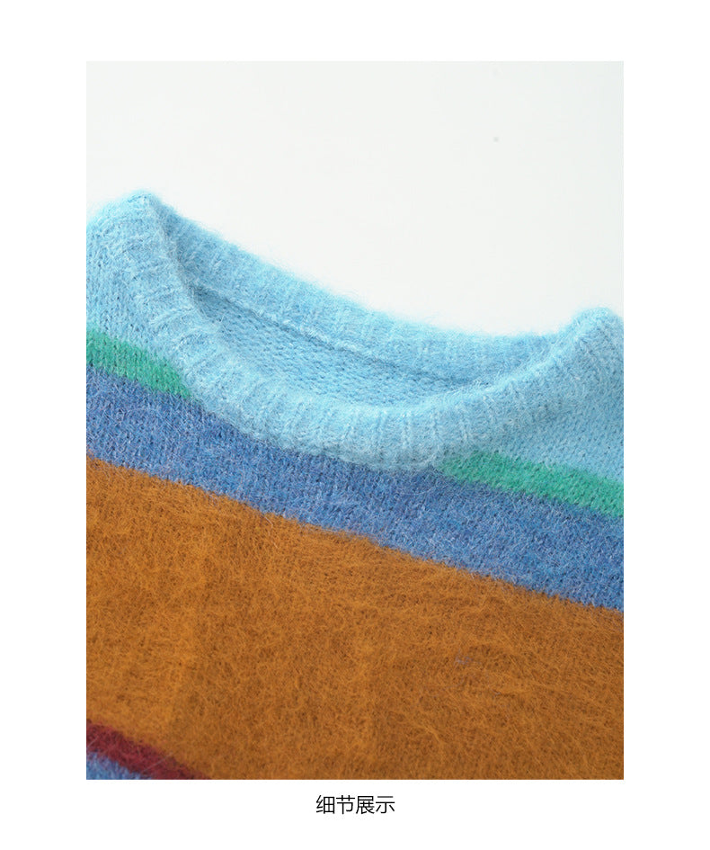 【H5522】實拍韓系街頭絨毛彩色針織毛衣251125