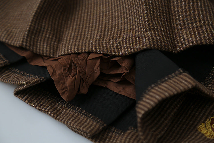 【LD3299】實拍S~XL秋冬露思同款～刺繡毛呢百褶裙251103