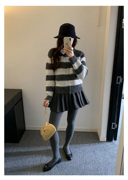 【H5492】實拍S~XL復古學院風磨毛百褶a字裙（內有安全褲）251109