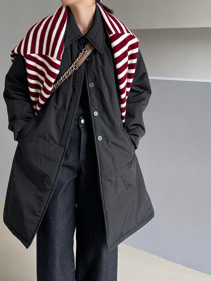 【cimz1235】 雪山奶糖 Muji 風輕薄初冬簡約廓形寬鬆棉服外套260108