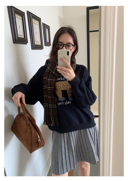 【H5518】實拍復古中性條紋針織衫＋針織百褶裙251125