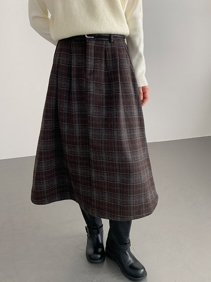 【LD11071】實拍氣質復古格紋毛呢a字裙251209