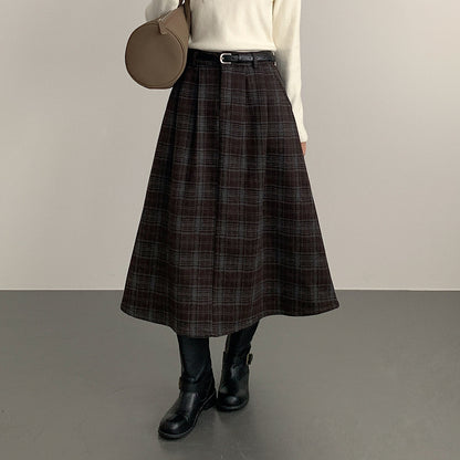 【LD11071】實拍氣質復古格紋毛呢a字裙251209