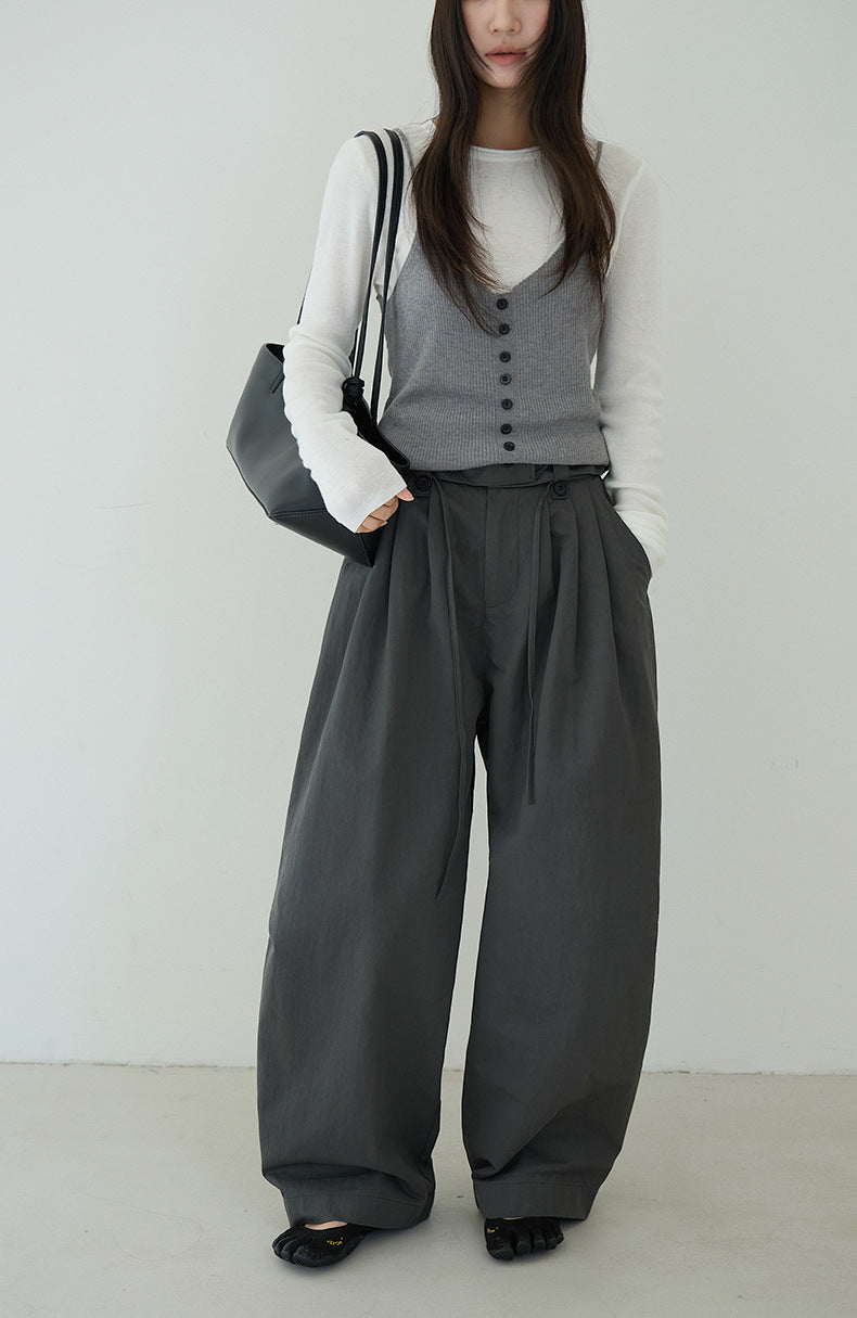 【LD11167】實拍春夏舒適高腰休閒西裝褲260309