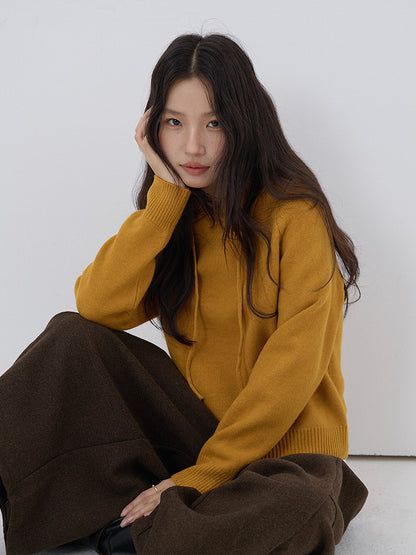 【LD3280】實拍慵懶小個子抽繩連帽針織毛衣251103