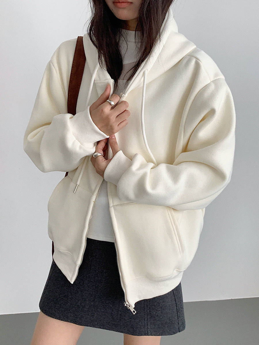 【LD11030】實拍冬季慵懶加絨加厚連帽衞衣外套251124