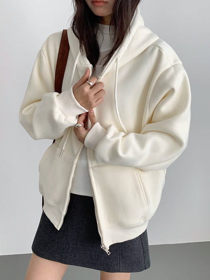 【LD11030】實拍冬季慵懶加絨加厚連帽衞衣外套251124