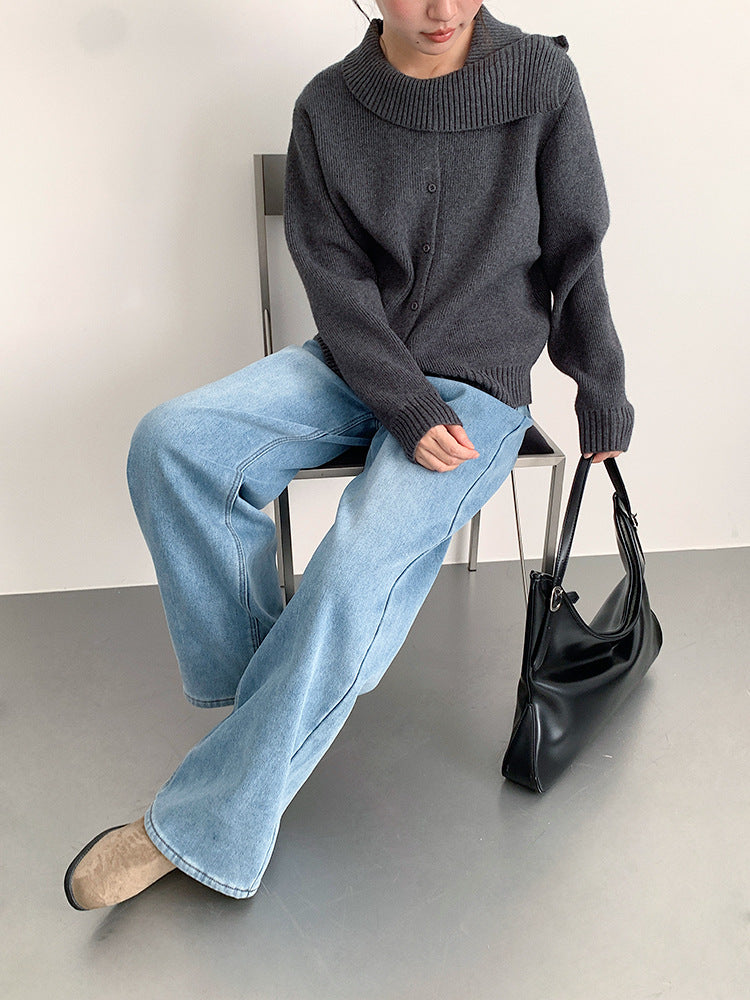 【LD11010】實拍S~XL復古加絨加厚高腰直筒牛仔褲251110