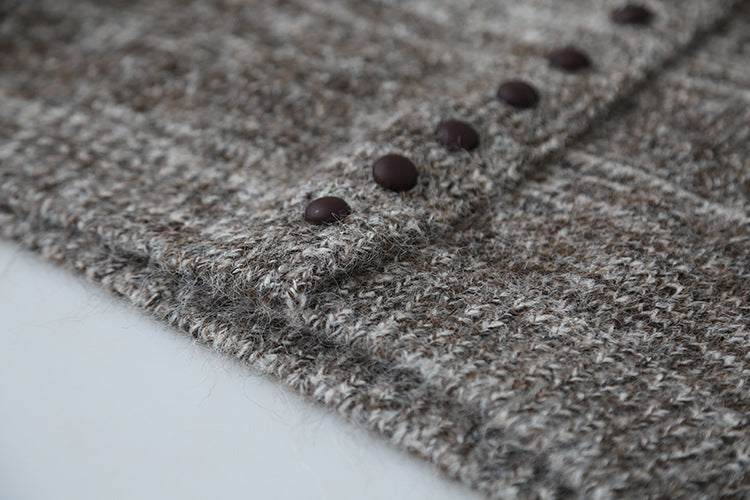 【LD3296】實拍輕奢復古寬翻領厚實針織外套＋針織包251103