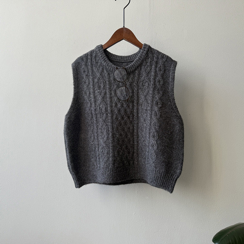 【YP2617】 實拍圓領麻花軟糯針織背心251023