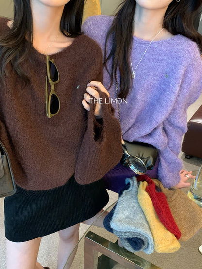 【L6873】實拍檸檬秋冬簡約軟糯保暖毛衣+針織手拎包251117
