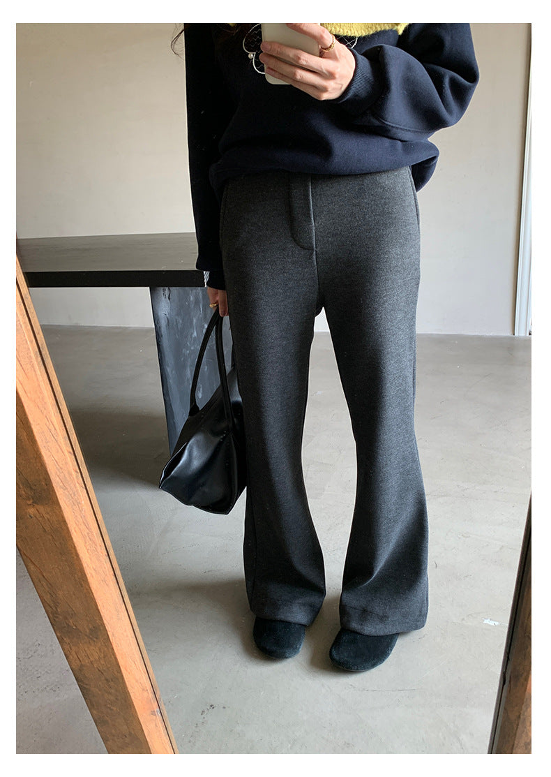 【H5517】實拍超級瘦高腰加絨厚款氣質喇叭褲251125