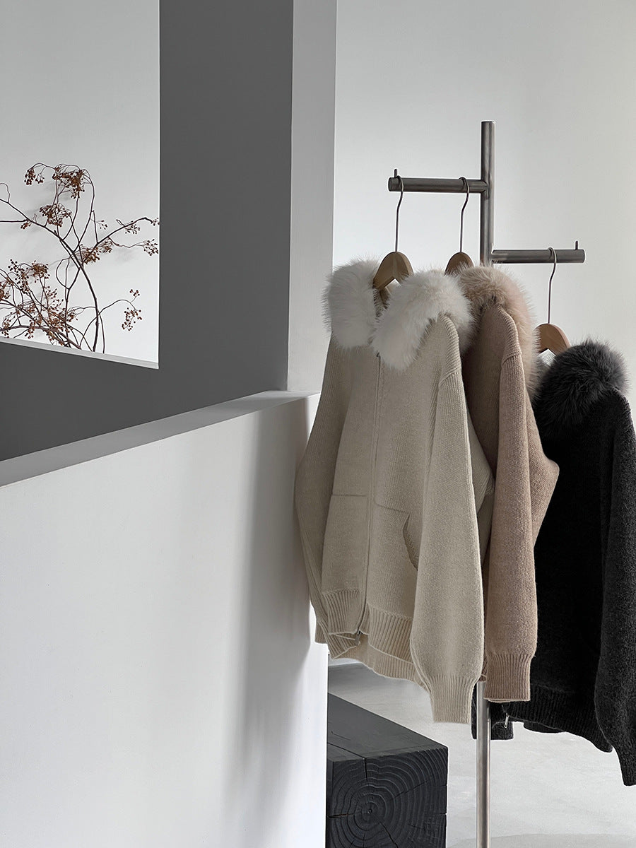 【cimz8321】實拍可拆卸毛領連帽拉鍊毛衣外套251128