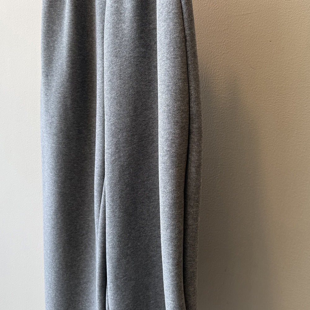 【Y82672】 實拍簡約寬鬆加絨保暖闊腿衛褲251023