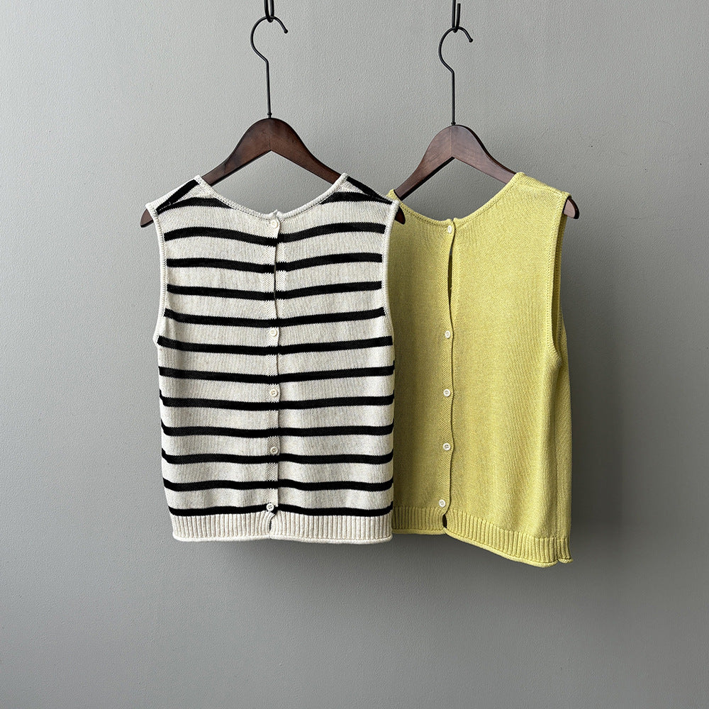 【YP118】 簡約亞麻針織背心｜寬鬆內搭上衣260813