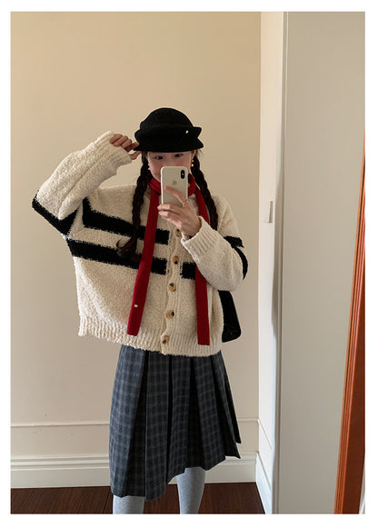 【H5502】實拍學院復古磨毛格子百褶A字裙251118