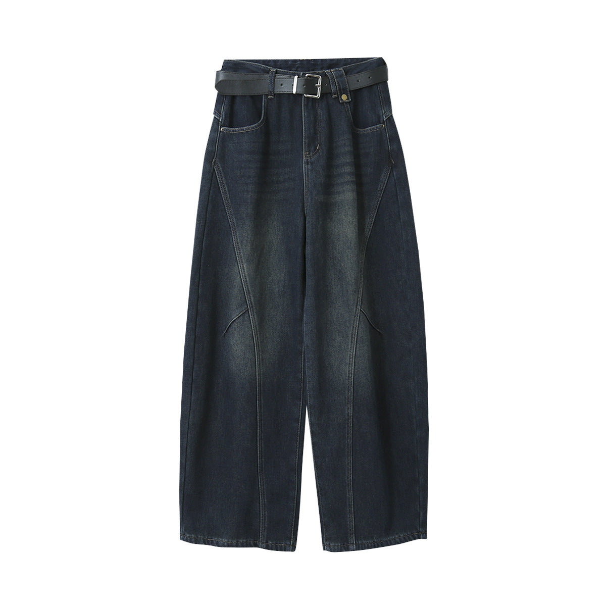 【LD11023】實拍S~XL顯瘦加絨加厚高腰寬鬆彎刀牛仔褲＋腰帶251124