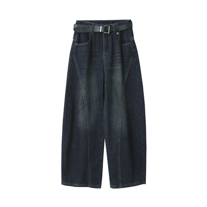 【LD11023】實拍S~XL顯瘦加絨加厚高腰寬鬆彎刀牛仔褲＋腰帶251124