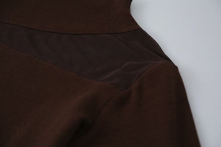 【LD11024】實拍氣質網紗拼接加絨半高領長袖T恤251124