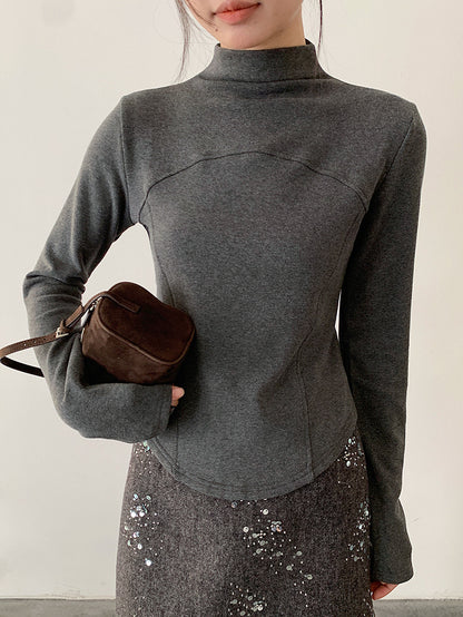 【LD11041】實拍羊绒簡約高領長袖T恤251202