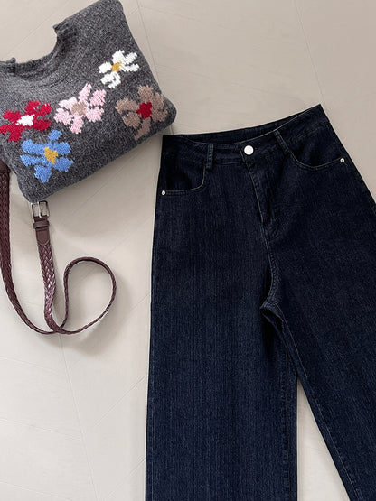 【cim6121】實拍超顯瘦顯腿直彈性九分黑色牛仔褲251030