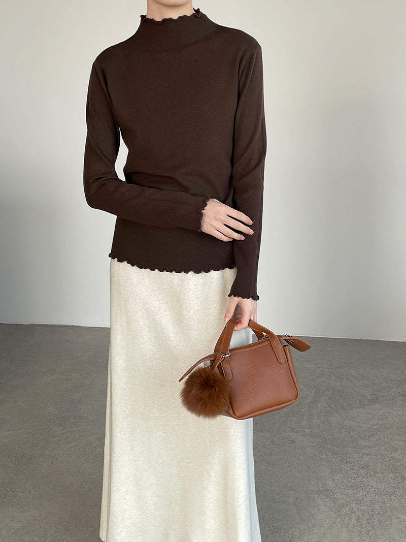 【cimYL223】實拍氣質安迪絨木耳邊針織衫251201