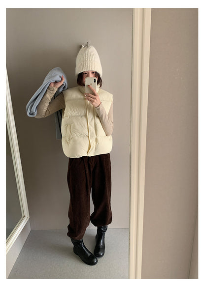 【H5474】實拍秋冬簡約立領保暖棉服背心251109