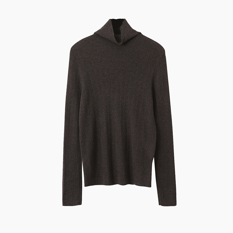 【LD11061】實拍紗網肌理超彈高領修身打底T恤251209