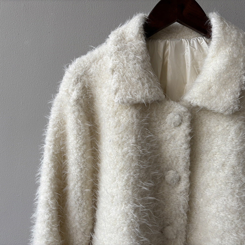 【Y8722】實拍高質感白鴨絨羊毛小香羊羔毛外套（白鴨絨90%)251106