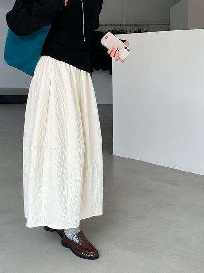 【cim1708】實拍秋冬法式寂靜高腰加厚微花苞A字裙251030