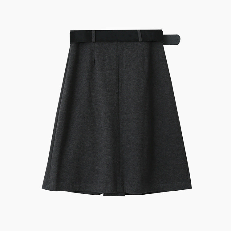 【LD3300】實拍S~XL韓版高腰顯瘦毛呢A字裙＋腰帶251103