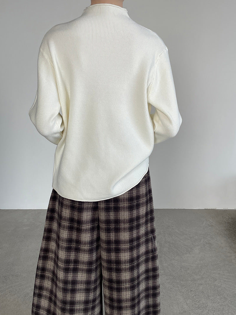 【cimYL713】實拍加厚捲邊半高領保暖針織衫251201