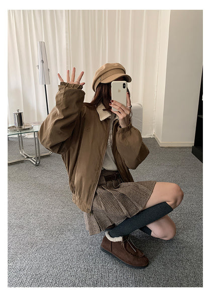 【H5492】實拍S~XL復古學院風磨毛百褶a字裙（內有安全褲）251109