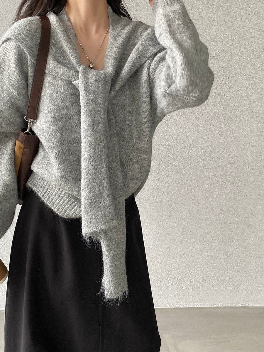 【cim8802】實拍纯色溫柔針織毛衣+針織披肩(羊毛8）251114