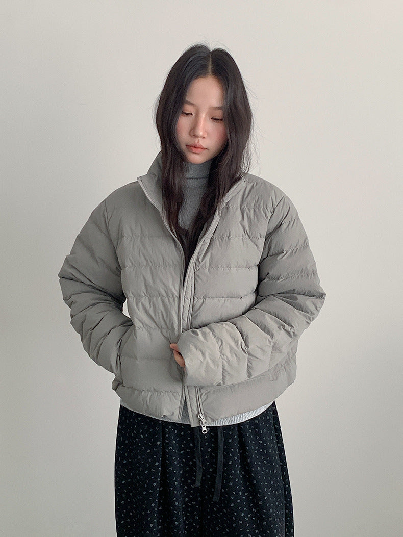 【LD11067】實拍簡約設計保暖立領含絨棉服外套（白鴨絨50%)
251209