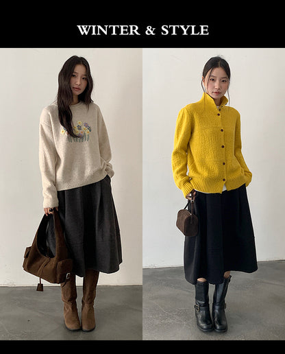 【LD11046】實拍miu感花苞毛尼a字裙251202