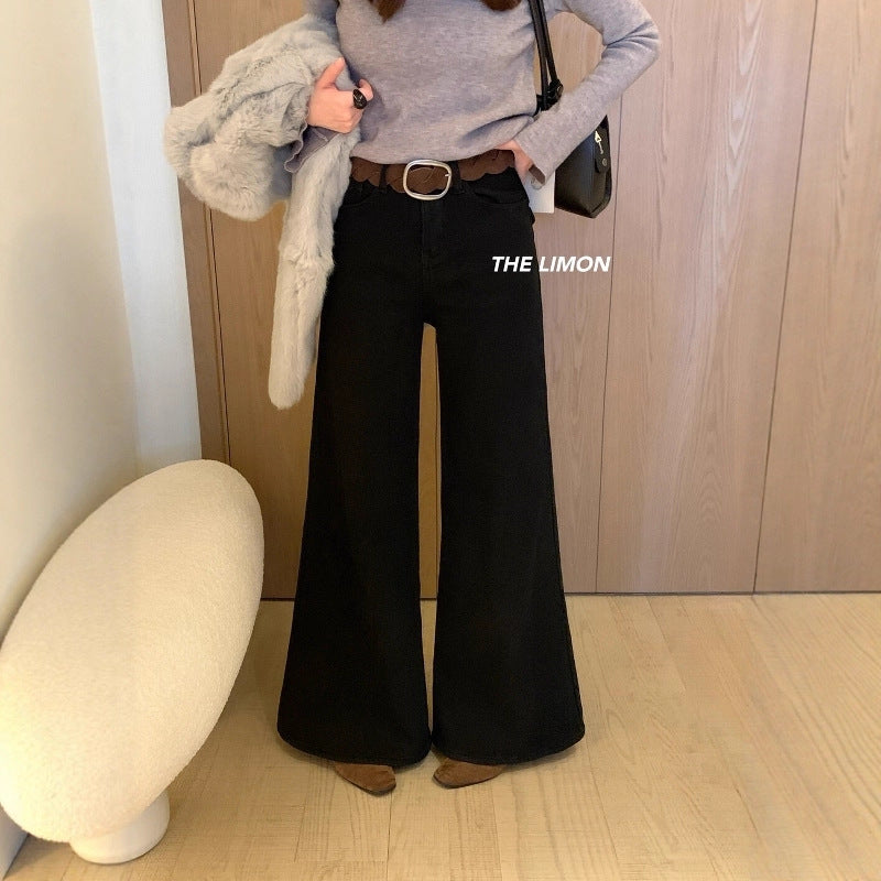 【L2651】實拍檸檬秋冬復古加厚顯瘦直筒微喇牛仔褲＋腰帶251117