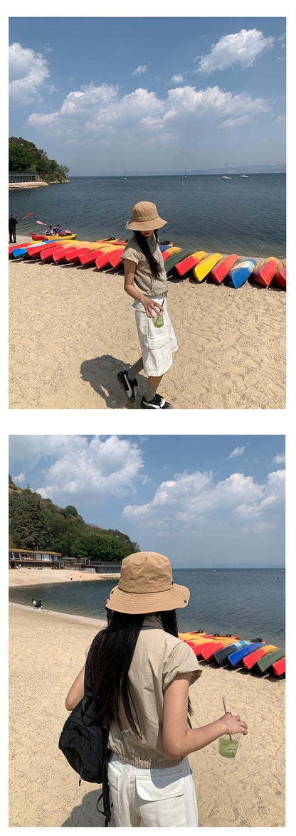 【H5136】實拍夏季工裝率性立領雙頭拉鍊外套上衣250324