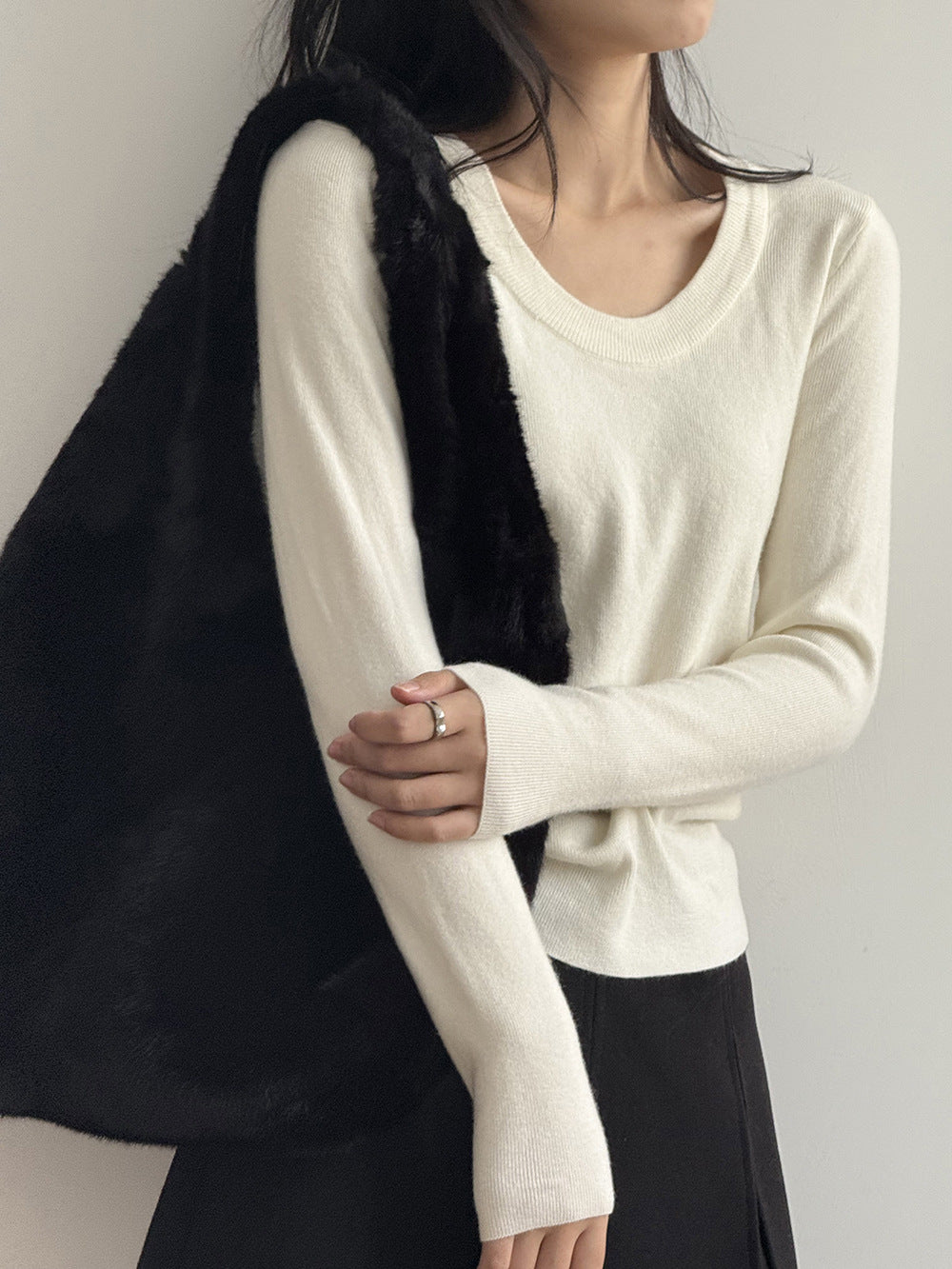 【Y275】實拍冬季U領長袖針織衫251106