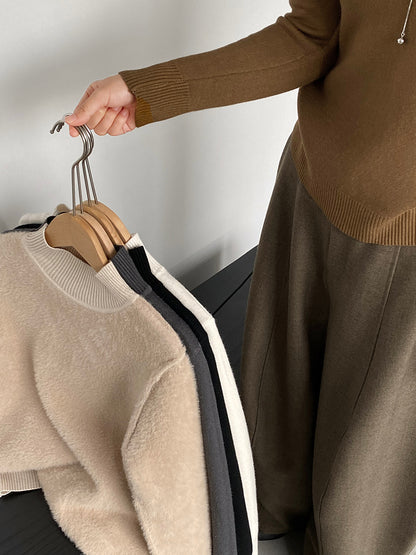 【cimz1190】實拍一體絨加絨加厚保暖小高領針織衫251120