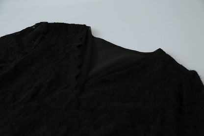 【LD3295】實拍法式喇叭袖加絨蕾絲衫251103