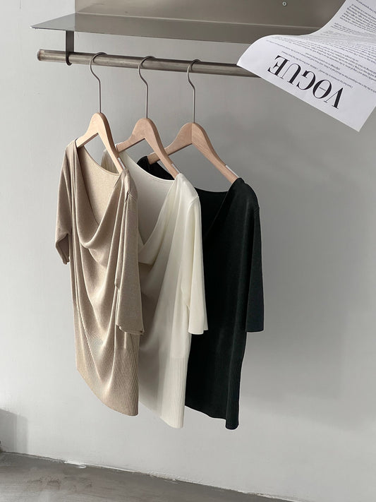 【cimz9106】實拍一秒變紙片人✨顯瘦氣質垂墜領針織衫260311