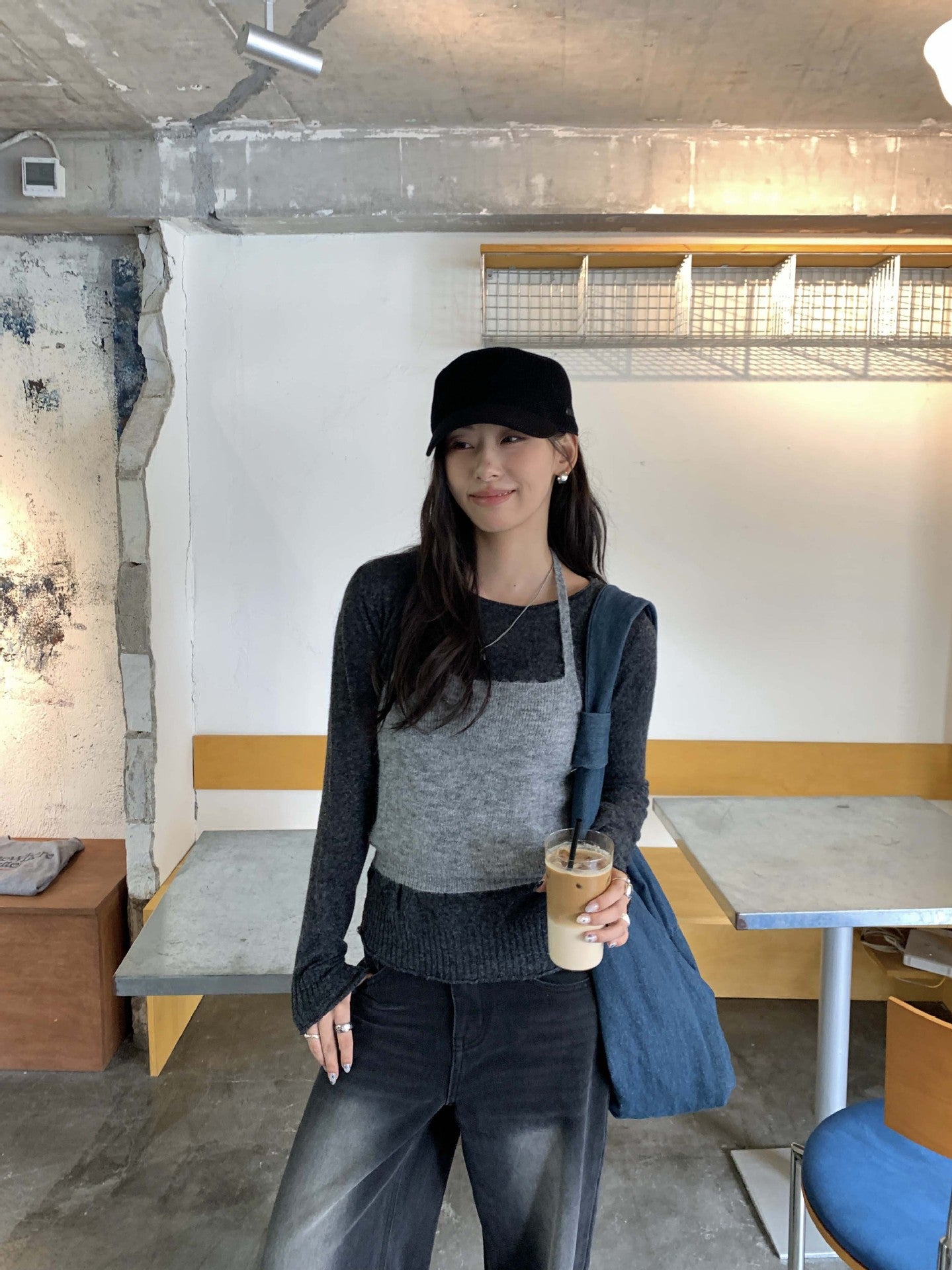 【H5393】實拍韓系簡約長袖針織衫＋休閒針織背心250902